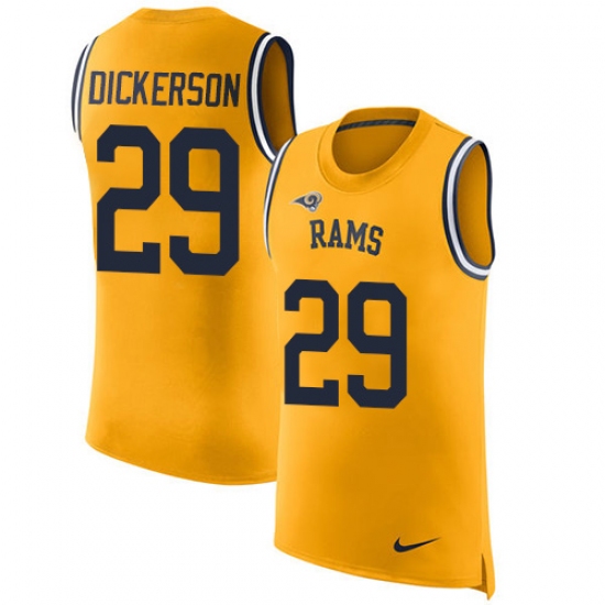 Men's Nike Los Angeles Rams 29 Eric Dickerson Limited Gold Rush Player Name & Number Tank Top NFL Jersey