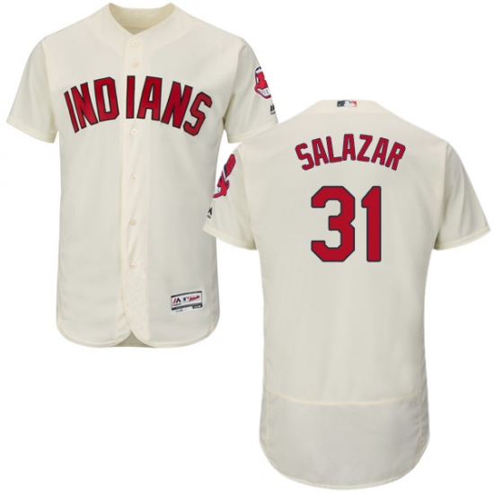 Men's Majestic Cleveland Indians 31 Danny Salazar Cream Alternate Flex Base Authentic Collection MLB Jersey
