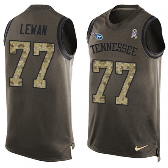 Men's Nike Tennessee Titans 77 Taylor Lewan Limited Green Salute to Service Tank Top NFL Jersey