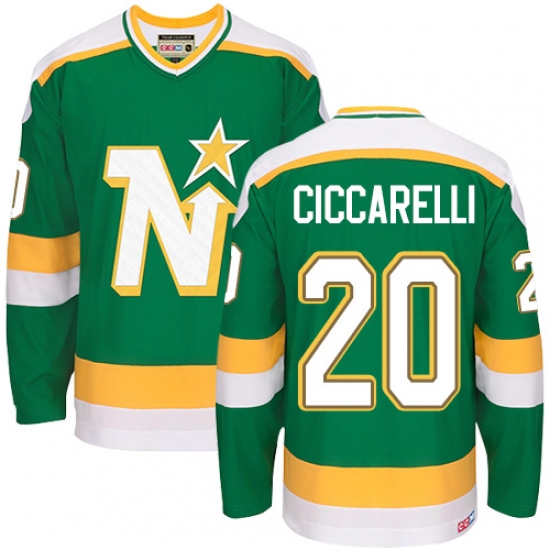 Men's CCM Dallas Stars 20 Dino Ciccarelli Authentic Green Throwback NHL Jersey