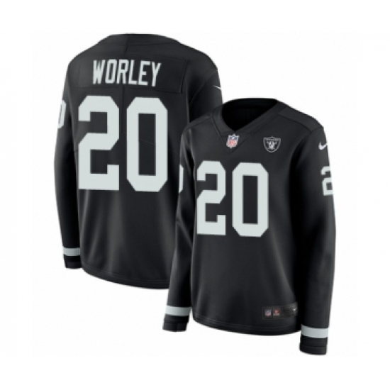 Women's Nike Oakland Raiders 20 Daryl Worley Limited Black Therma Long Sleeve NFL Jersey