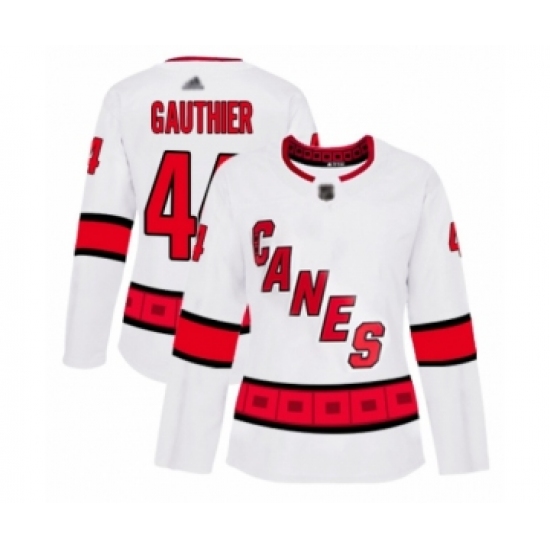 Women's Carolina Hurricanes 44 Julien Gauthier Authentic White Away Hockey Jersey