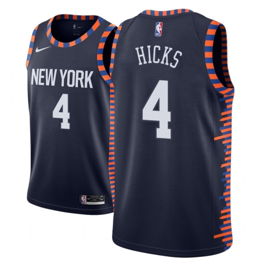 Men NBA 2018-19 New York Knicks 4 Isaiah Hicks City Edition Navy Jersey