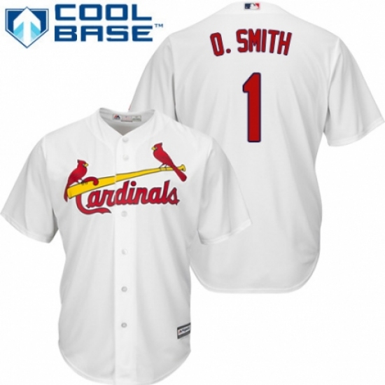 Men's Majestic St. Louis Cardinals 1 Ozzie Smith Replica White Home Cool Base MLB Jersey