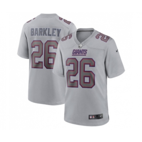 Men's New York Giants 26 Saquon Barkley Gray Atmosphere Fashion Stitched Game Jersey