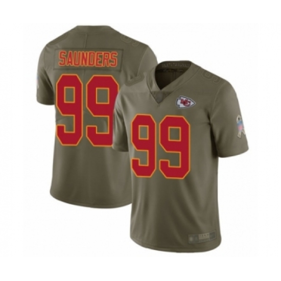 Men's Kansas City Chiefs 99 Khalen Saunders Limited Olive 2017 Salute to Service Football Jersey