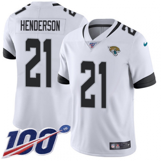 Youth Jacksonville Jaguars 21 C.J. Henderson White Stitched 100th Season Vapor Untouchable Limited Jersey