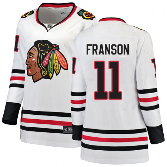 Women's Chicago Blackhawks 11 Cody Franson Authentic White Away Fanatics Branded Breakaway NHL Jersey