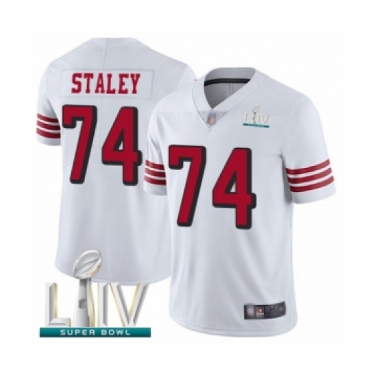 Youth San Francisco 49ers 74 Joe Staley Limited White Rush Vapor Untouchable Super Bowl LIV Bound Football Jersey