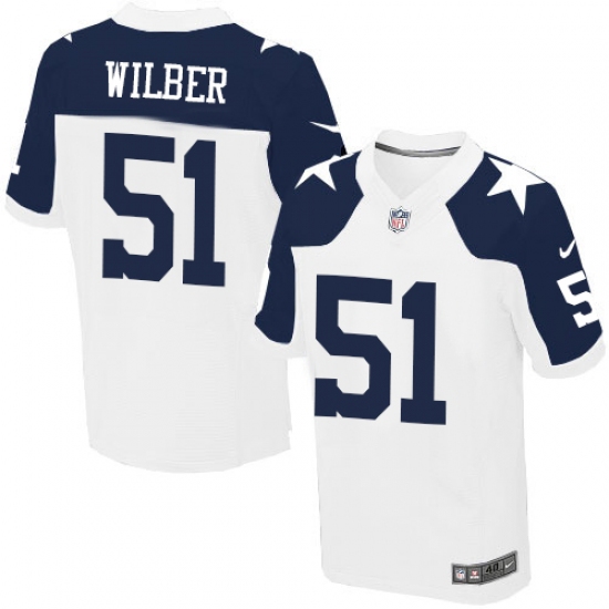 Men's Nike Dallas Cowboys 51 Kyle Wilber Elite White Throwback Alternate NFL Jersey