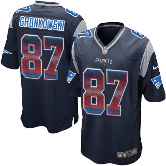 Men's Nike New England Patriots 87 Rob Gronkowski Limited Navy Blue Strobe NFL Jersey