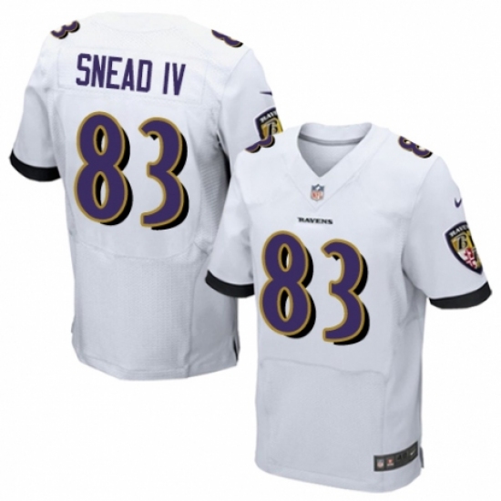 Men's Nike Baltimore Ravens 83 Willie Snead IV Elite White NFL Jersey