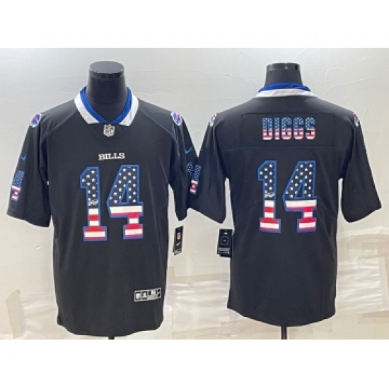 Men's Buffalo Bills 14 Stefon Diggs Black 2018 USA Flag Fashion Limited Stitched Jersey
