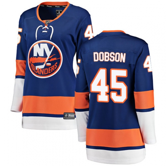 Women's New York Islanders 45 Noah Dobson Fanatics Branded Royal Blue Home Breakaway NHL Jersey