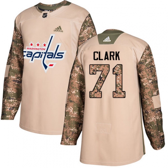 Men's Adidas Washington Capitals 71 Kody Clark Authentic Camo Veterans Day Practice NHL Jersey