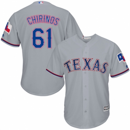 Men's Majestic Texas Rangers 61 Robinson Chirinos Replica Grey Road Cool Base MLB Jersey