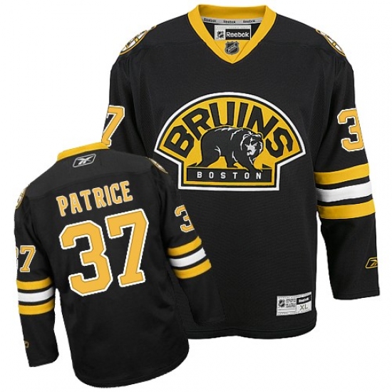 Women's Reebok Boston Bruins 37 Patrice Bergeron Premier Black Third NHL Jersey