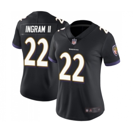Women's Baltimore Ravens 22 Mark Ingram II Black Alternate Vapor Untouchable Limited Player Football Jersey