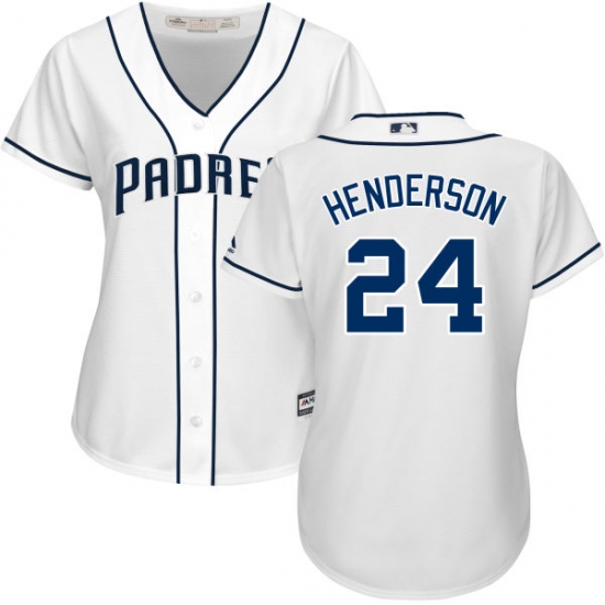 Women's Majestic San Diego Padres 24 Rickey Henderson Authentic White Home Cool Base MLB Jersey