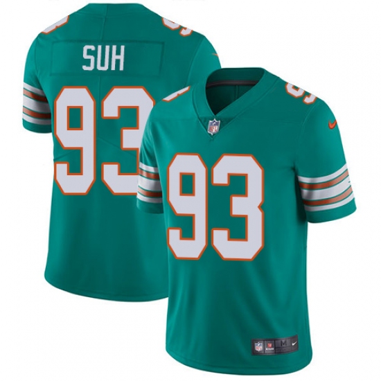 Men's Nike Miami Dolphins 93 Ndamukong Suh Aqua Green Alternate Vapor Untouchable Limited Player NFL Jersey