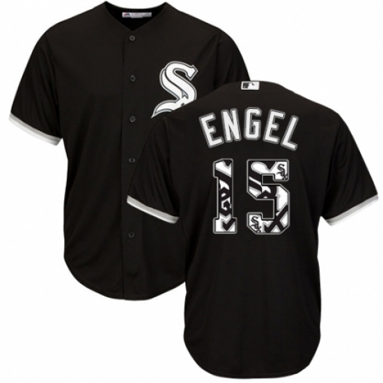 Men's Majestic Chicago White Sox 15 Adam Engel Authentic Black Team Logo Fashion Cool Base MLB Jersey