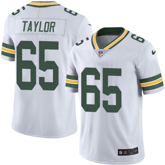 Men's Nike Green Bay Packers 65 Lane Taylor White Vapor Untouchable Limited Player NFL Jersey