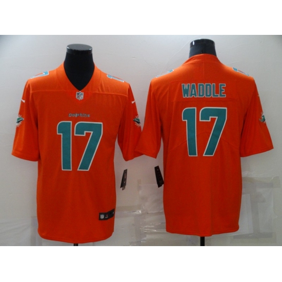 Men's Miami Dolphins 17 Jaylen Waddle Orange 2021 Vapor Untouchable Nike Limited Jersey
