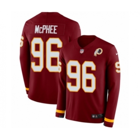Youth Nike Washington Redskins 96 Pernell McPhee Limited Burgundy Therma Long Sleeve NFL Jersey