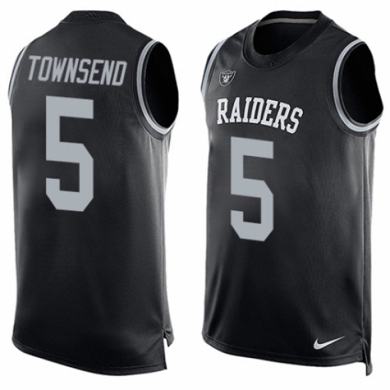 Men's Nike Oakland Raiders 5 Johnny Townsend Limited Black Player Name & Number Tank Top NFL Jersey