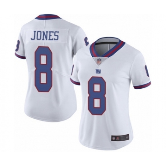 Women's New York Giants 8 Daniel Jones Limited White Rush Vapor Untouchable Football Jersey