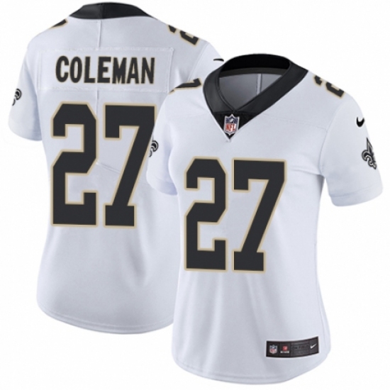Women's Nike New Orleans Saints 27 Kurt Coleman White Vapor Untouchable Limited Player NFL Jersey