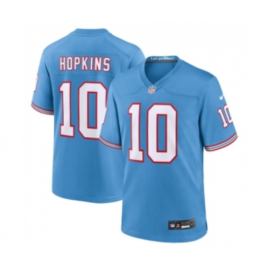Men's Nike Tennessee Titans 10 DeAndre Hopkins Light Blue Throwback Player Stitched Game Jersey