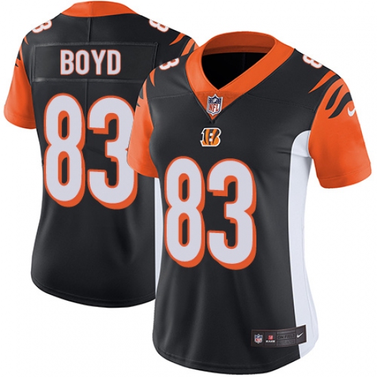 Women's Nike Cincinnati Bengals 83 Tyler Boyd Vapor Untouchable Limited Black Team Color NFL Jersey