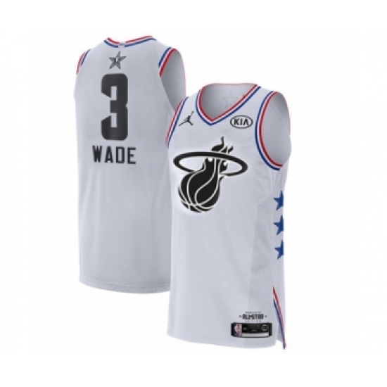Men's Miami Heat 3 Dwyane Wade Authentic White 2019 All-Star Game Basketball Jersey