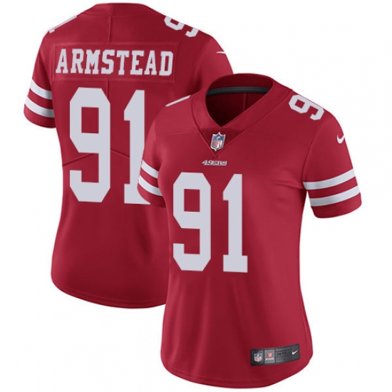 Women's Nike San Francisco 49ers 91 Arik Armstead Red Team Color Vapor Untouchable Limited Player NFL Jersey