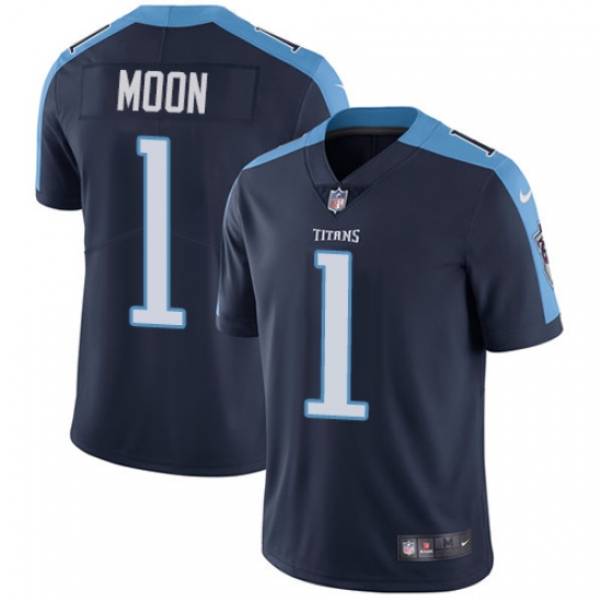 Men's Nike Tennessee Titans 1 Warren Moon Navy Blue Alternate Vapor Untouchable Limited Player NFL Jersey