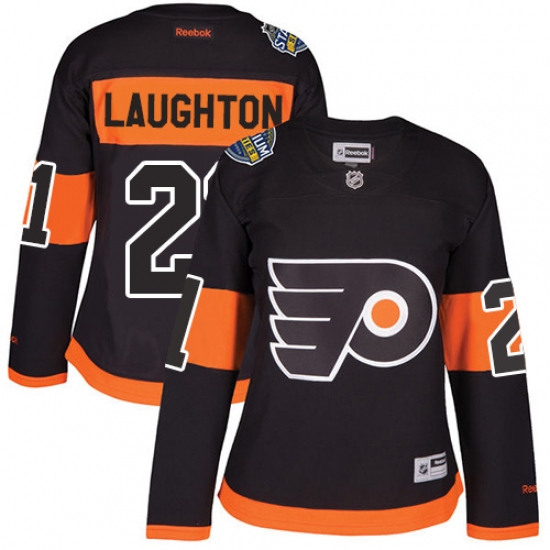 Women's Reebok Philadelphia Flyers 21 Scott Laughton Authentic Black 2017 Stadium Series NHL Jersey