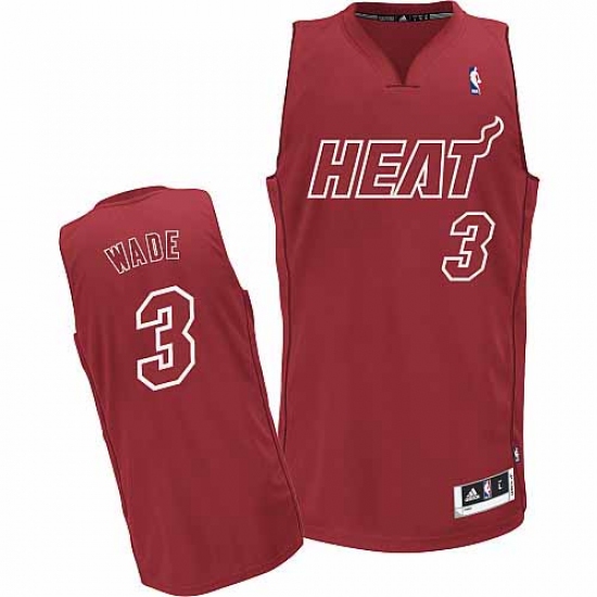 Men's Adidas Miami Heat 3 Dwyane Wade Authentic Red Big Color Fashion NBA Jersey