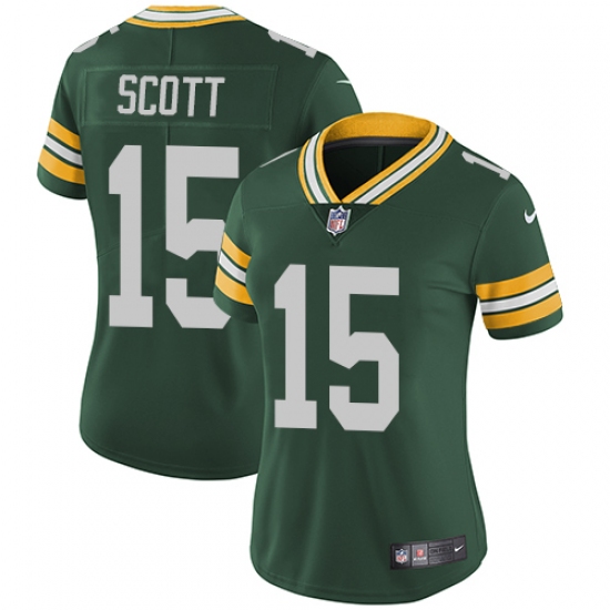 Women's Nike Green Bay Packers 15 JK Scott Green Team Color Vapor Untouchable Limited Player NFL Jersey