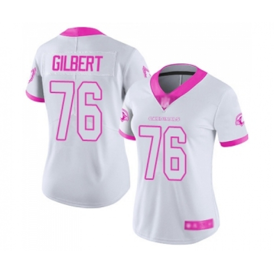 Women's Arizona Cardinals 76 Marcus Gilbert Limited White Pink Rush Fashion Football Jersey