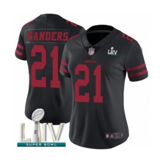 Women's San Francisco 49ers 21 Deion Sanders Black Vapor Untouchable Limited Player Super Bowl LIV Bound Football Jersey