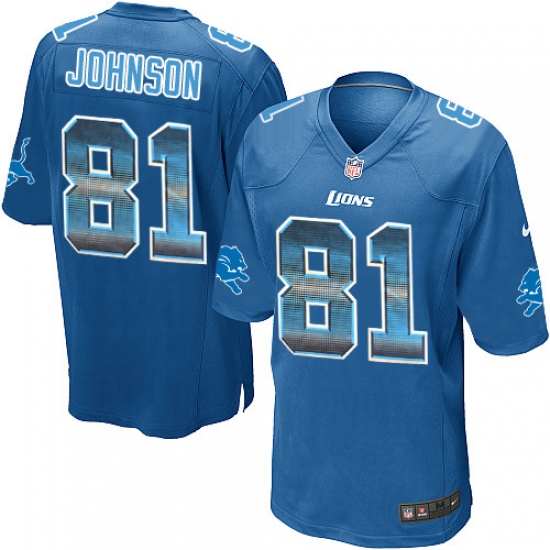 Men's Nike Detroit Lions 81 Calvin Johnson Limited Blue Strobe NFL Jersey