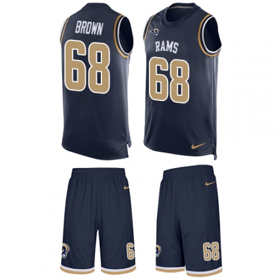 Men's Nike Los Angeles Rams 68 Jamon Brown Limited Navy Blue Tank Top Suit NFL Jersey