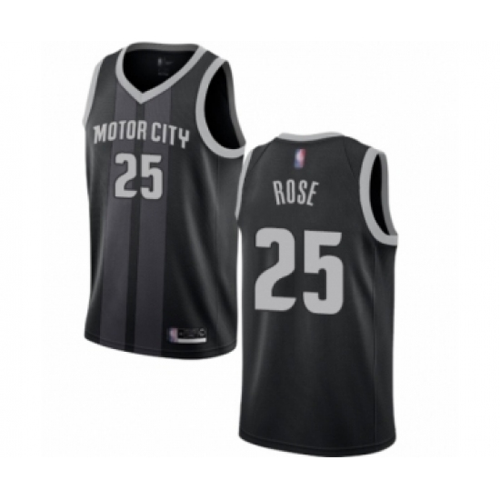 Men's Detroit Pistons 25 Derrick Rose Authentic Black Basketball Jersey - City Edition