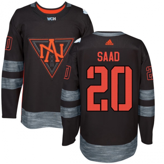 Men's Adidas Team North America 20 Brandon Saad Authentic Black Away 2016 World Cup of Hockey Jersey