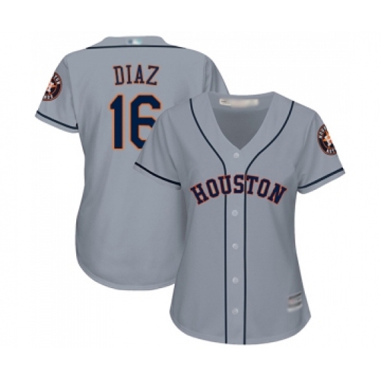 Women's Houston Astros 16 Aledmys Diaz Authentic Grey Road Cool Base Baseball Jersey