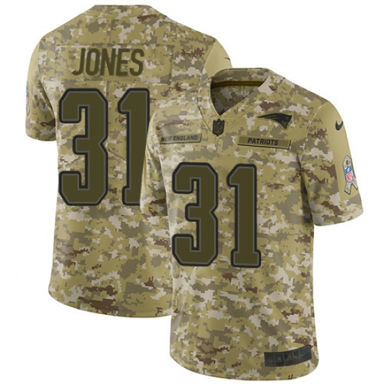 Men's Nike New England Patriots 31 Jonathan Jones Limited Camo 2018 Salute to Service NFL Jersey