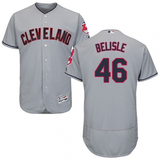 Men's Majestic Cleveland Indians 46 Matt Belisle Grey Road Flex Base Authentic Collection MLB Jersey