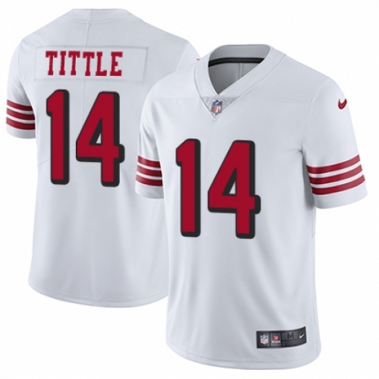 Men's Nike San Francisco 49ers 14 Y.A. Tittle Elite White Rush Vapor Untouchable NFL Jersey