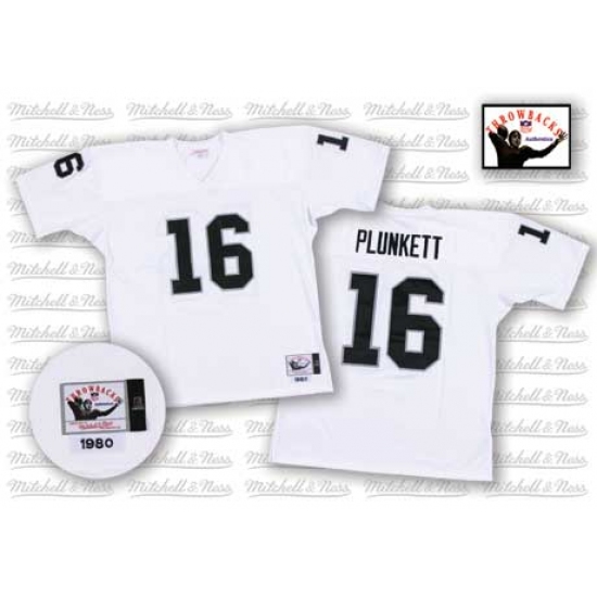 Mitchell and Ness Oakland Raiders 16 Jim Plunkett White Authentic NFL Throwback Jersey
